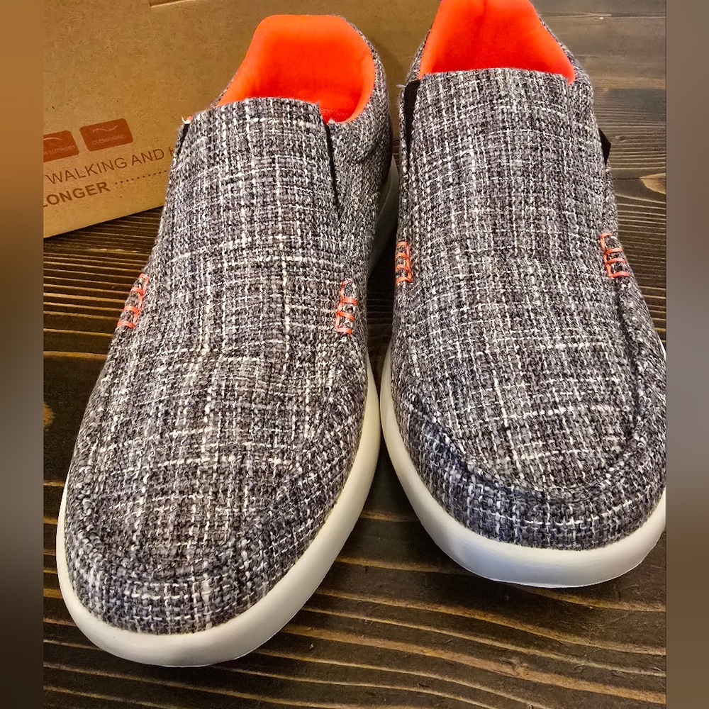 Orthocomfort Tweed Slip On Sneaker Women's Size 9 gray and orange NWT